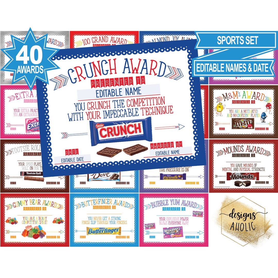 40 Sports Candy Bar Awards Sport Candy Bar Award Etsy