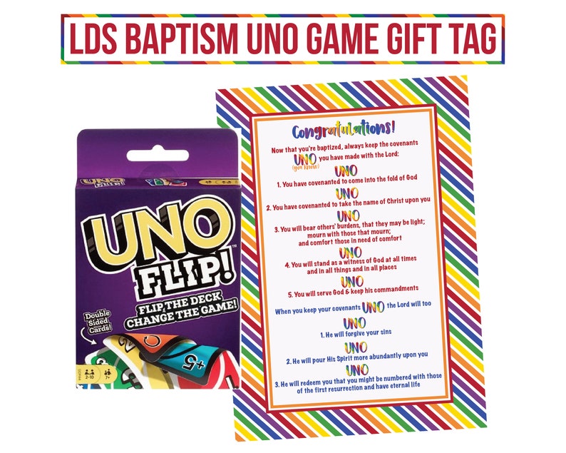 LDS Baptism Uno Game Gift Tag LDS Baptism Covenants Themed Etsy