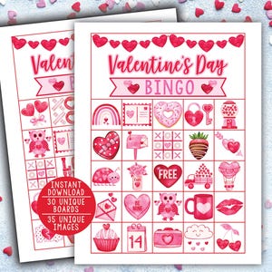 Valentine&#39;s Day BINGO Game - Valentines Bingo - Classroom Valentine&#39;s Day Bingo - Kids Valentine Bingo - Valentine Party Games Printable