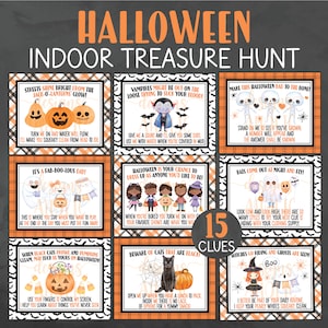 NEW Indoor Halloween Treasure Hunt - Halloween Scavenger Hunt Clues - Halloween Printables - Halloween Party Game Kids Halloween Activity