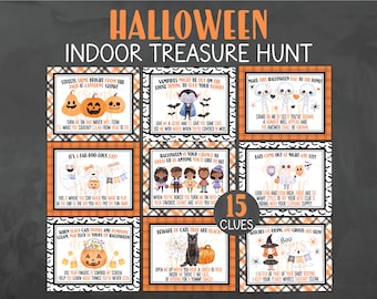 NEW Indoor Halloween Treasure Hunt - Halloween Scavenger Hunt Clues - Halloween Printables - Halloween Party Game Kids Halloween Activity