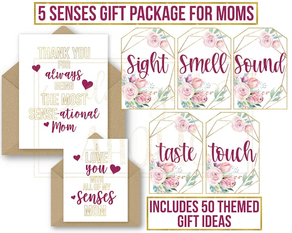 5 Senses Gift Tags, Cards & Ideas for Moms Gift for Mom Mother's