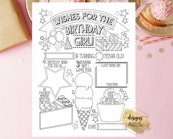 Printable Birthday Wishes Coloring Page  Fill In Birthday