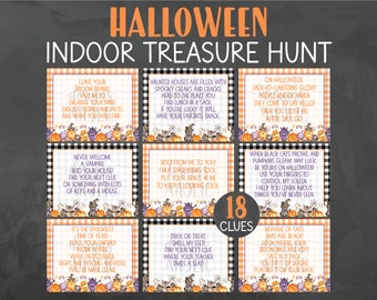 Indoor Halloween Treasure Hunt Clues - Halloween Scavenger Hunt Clues - Halloween Printables - Halloween Party Game Kids Halloween Activity