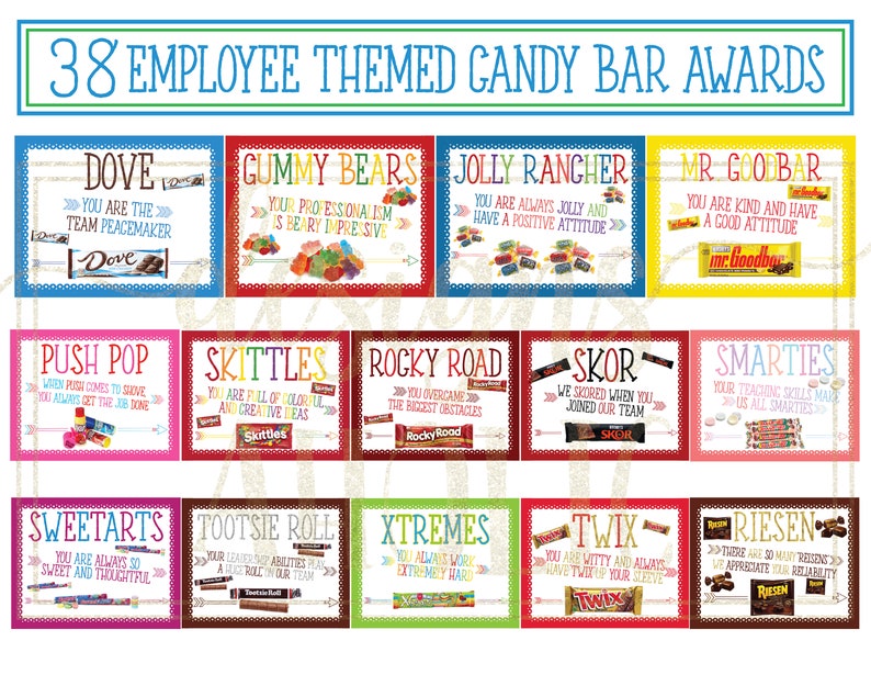 38 Employee Candy Bar Awards Candy Bar Award Certificates Etsy