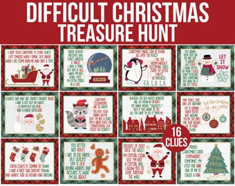 Difficult Christmas Treasure Hunt - Difficult Christmas Scavenger Hunt - Adult Christmas Treasure Hunt - Teen Challenging Scavenger Hunt