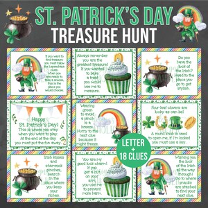 St. Patrick&#39;s Day Treasure Hunt and Leprechaun Letter - St Patricks Day Scavenger Hunt - St. Patrick&#39;s Day Gift - Leprechaun Treasure Hunt