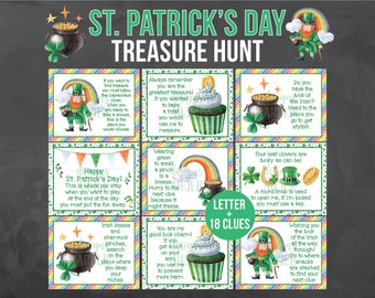 St. Patrick's Day Treasure Hunt and Leprechaun Letter - St Patricks Day Scavenger Hunt - St. Patrick's Day Gift - Leprechaun Treasure Hunt