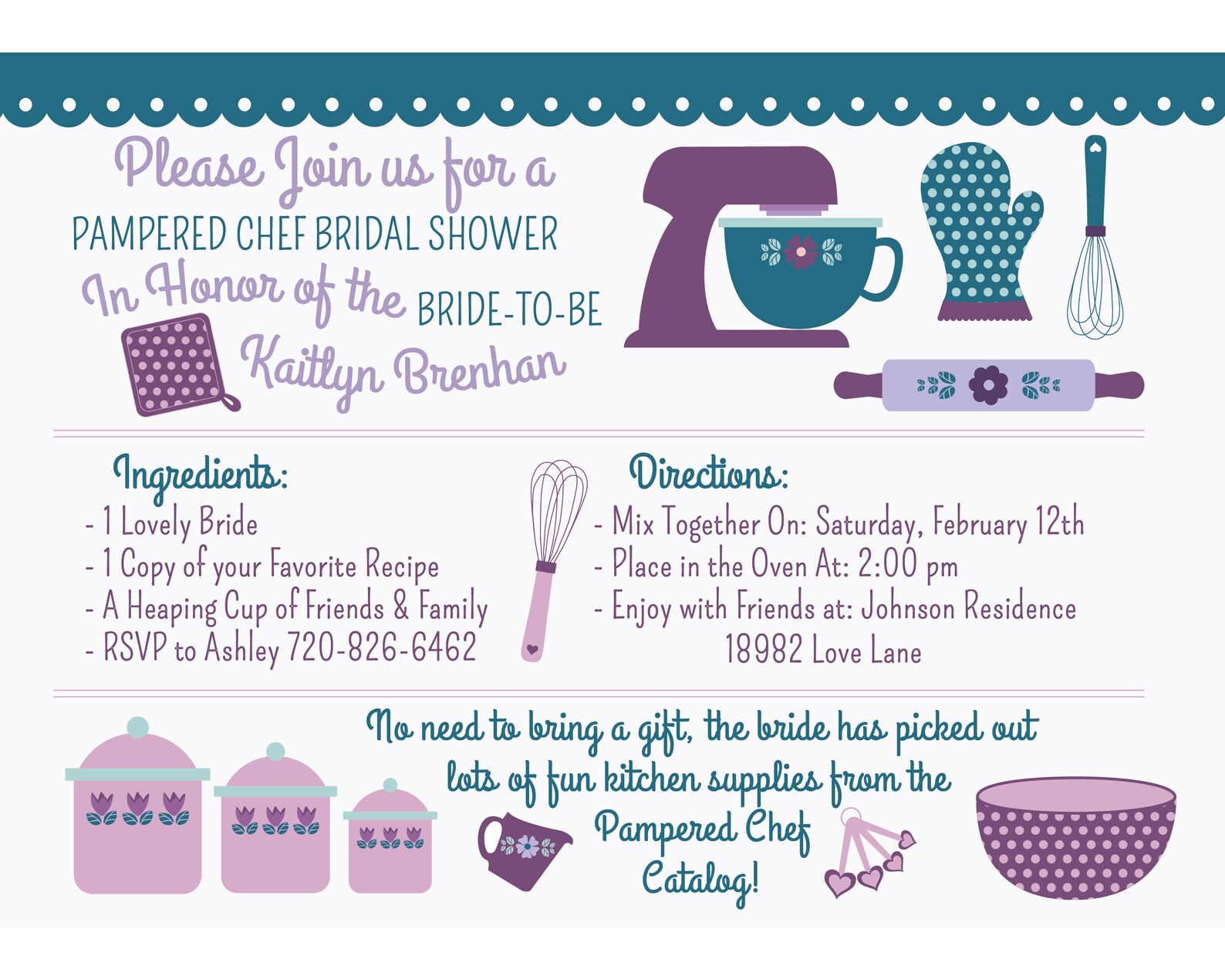 Kitchen Bridal Shower Invitation Pampered Chef Bridal Shower Etsy