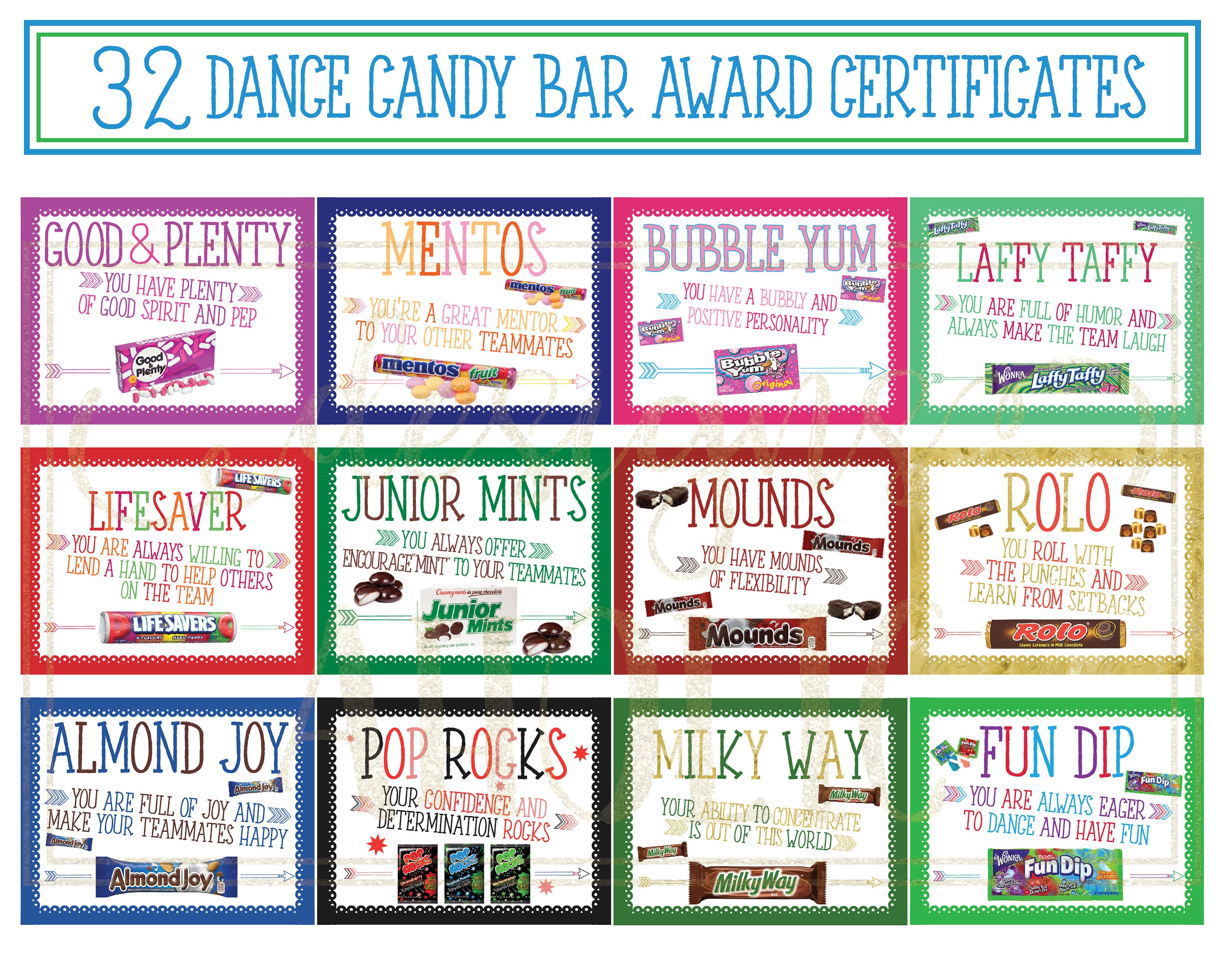 32-dance-team-candy-bar-award-certificates-dancer-candy-bar-etsy