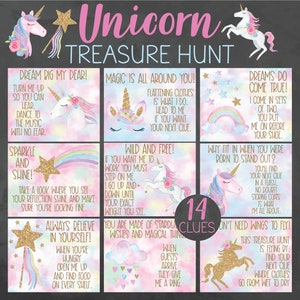 Einhorn-Schatzsuche - Einhorn-Schnitzeljagd - Einhorn-Party - Einhorn-Geburtstagsspiele - Einhorn-Party-Printables