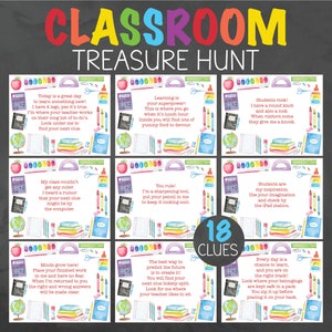 Classroom Treasure Hunt - School Treasure Hunt - Classroom Scavenger Hunt - School Treasure Hunt - Class Activity - Classroom School Games