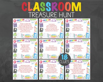 Classroom Treasure Hunt - School Treasure Hunt - Classroom Scavenger Hunt - School Treasure Hunt - Class Activity - Classroom School Games