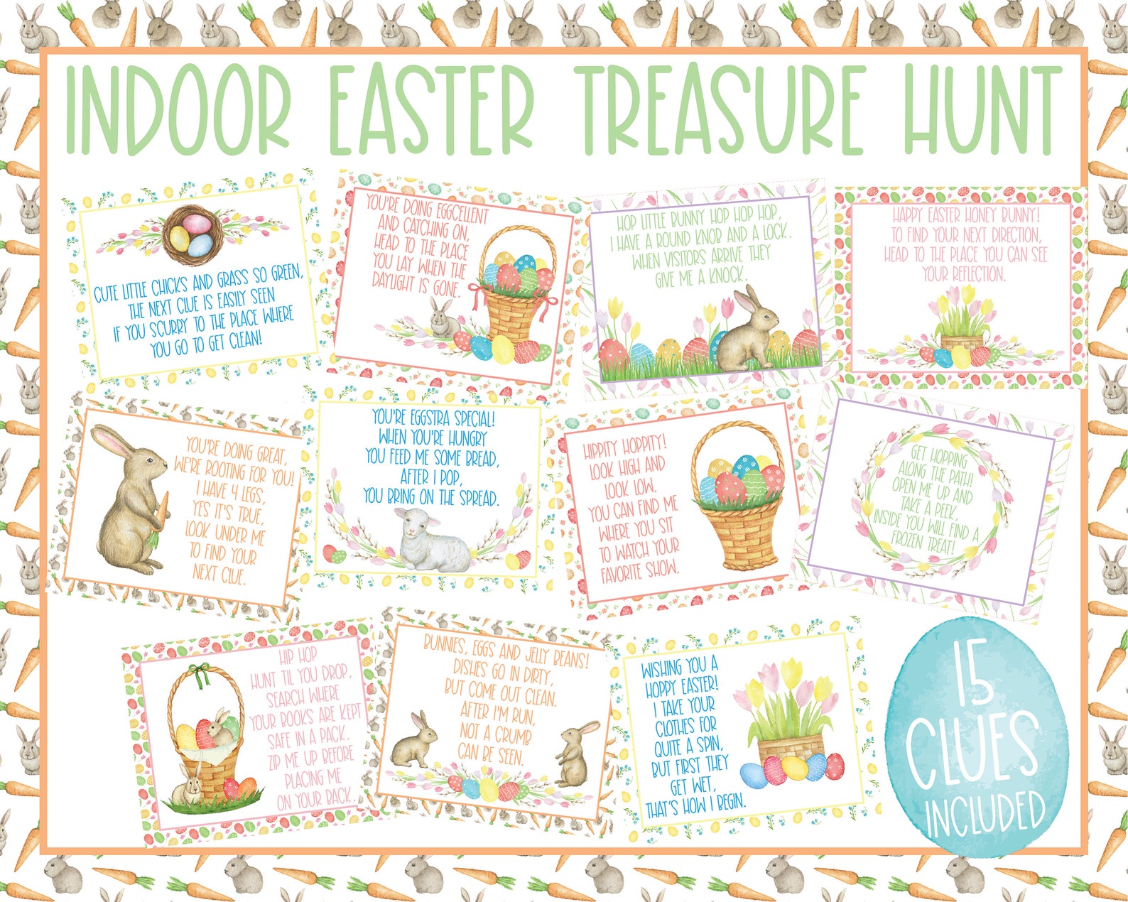 Indoor Easter Treasure Hunt Clues Indoor Easter Scavenger Etsy