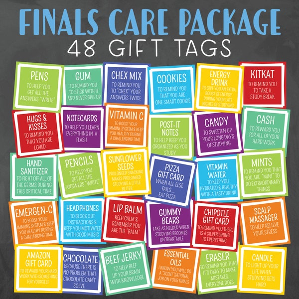 Finals Survival Kit or Care Package Printables - Final Exams Care Package - Final Exams Survival Kit - College Care Package