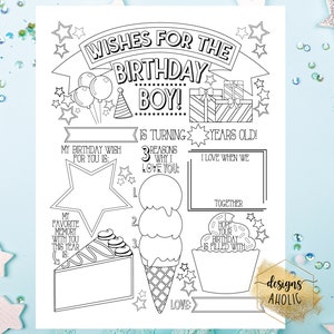 Geburtstagswünsche Malseite zum Ausdrucken - Füllen Sie die Geburtstagswünsche für Geburtstagskind & -mädchen aus - Birthday Mad Libs - Birthday Card Template