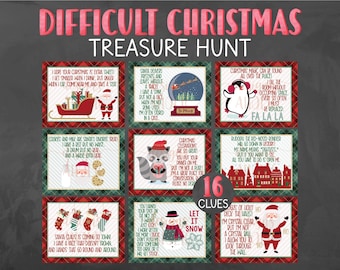 Difficult Christmas Treasure Hunt - Difficult Christmas Scavenger Hunt - Adult Christmas Treasure Hunt - Teen Challenging Scavenger Hunt