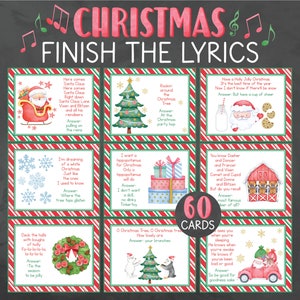 Christmas Game Finish the Lyrics - Finish the Christmas Lyrics - Group Christmas Games - Printable Christmas Game - Christmas Carol Game