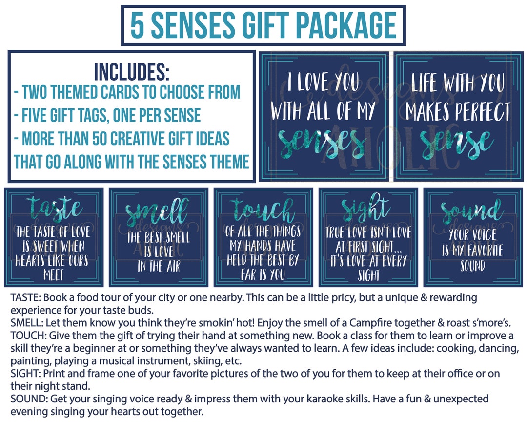 Buy Printable 5 Senses Gift Tags for Him Gifts for Her Gift for Anniversary  Gift for Spouse Anniversary Gift Tags Gift Ideas for Spouse Gifts Online in  India - …