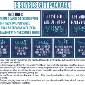 5 Senses Gift Tags, Cards & Ideas - Gift for Boyfriend, Girlfriend, Husband or Wife - Valentine&#39;s Gift - Birthday Gift - Anniversary Gift