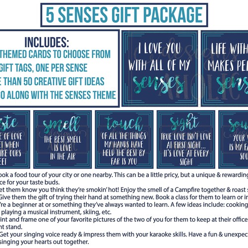 5 Senses Gift Tags Cards & Ideas Gift for Boyfriend - Etsy