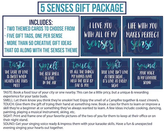 5 Senses Gift Tags, Cards & Ideas Gift for Boyfriend, Girlfriend