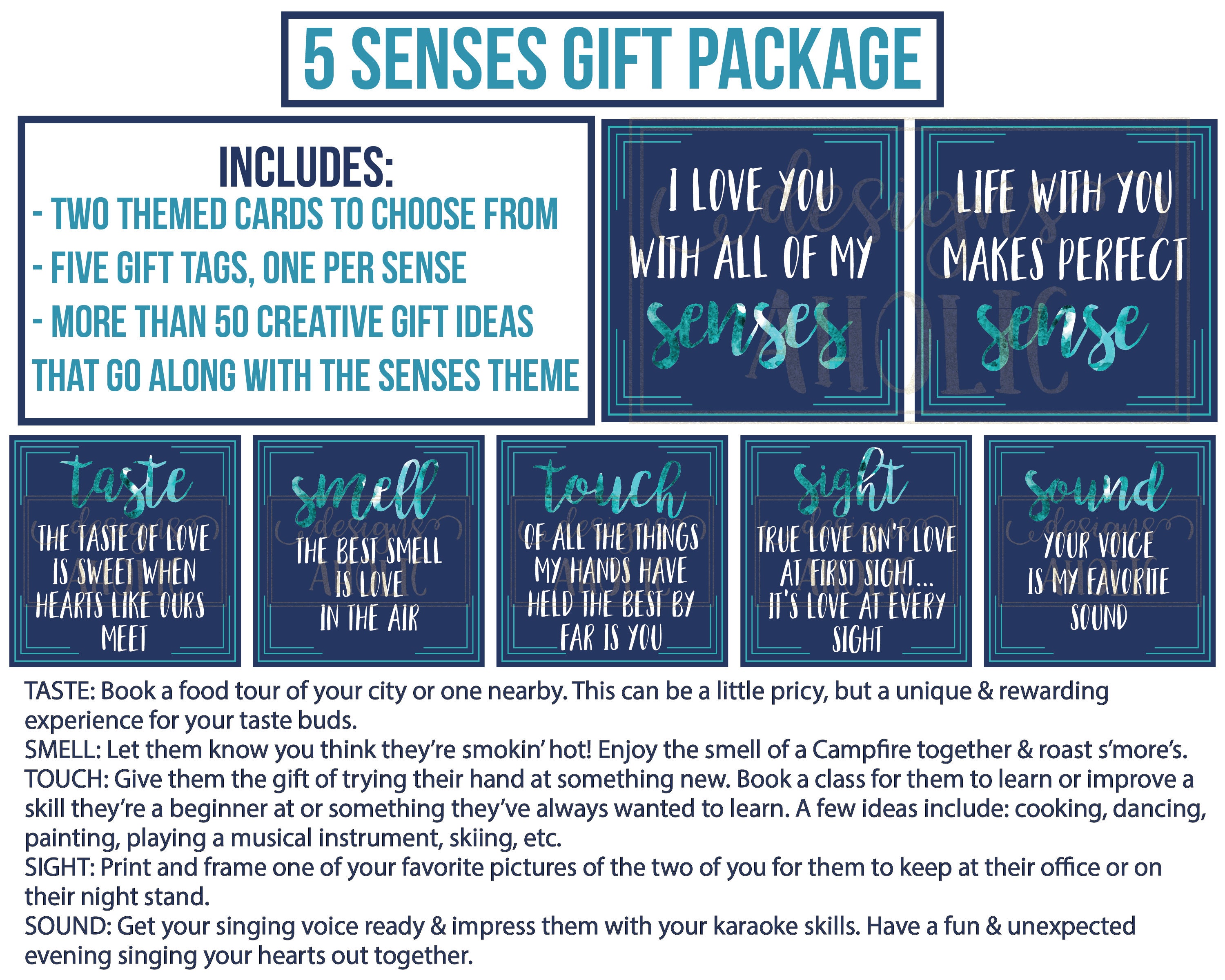 5 Senses Gift, Valentine's Day, Instant Download, Valentine's Gift, Gift  Basket, Gift for Him, Valentine's Day Gift 