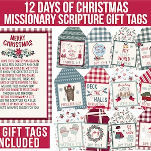 12 Days of Christmas Missionary Scripture Gift Tags - LDS Missionary Christmas Gift - Missionary 12 Days of Christmas - Missionary Gift