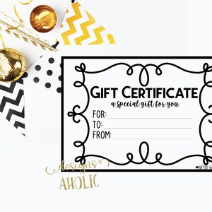 Gift Certificate Template - Gift Card Printable - Customizable Gift Certificate - Personalized Gift Certificate - Gift Certificate Printable