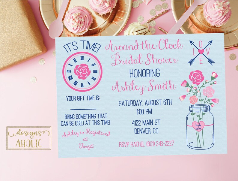 Around the Clock Bridal Shower Invitation Printable Etsy