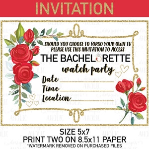 The Bachelorette TV Show Watch Party Printables; Bachelorette Show ...