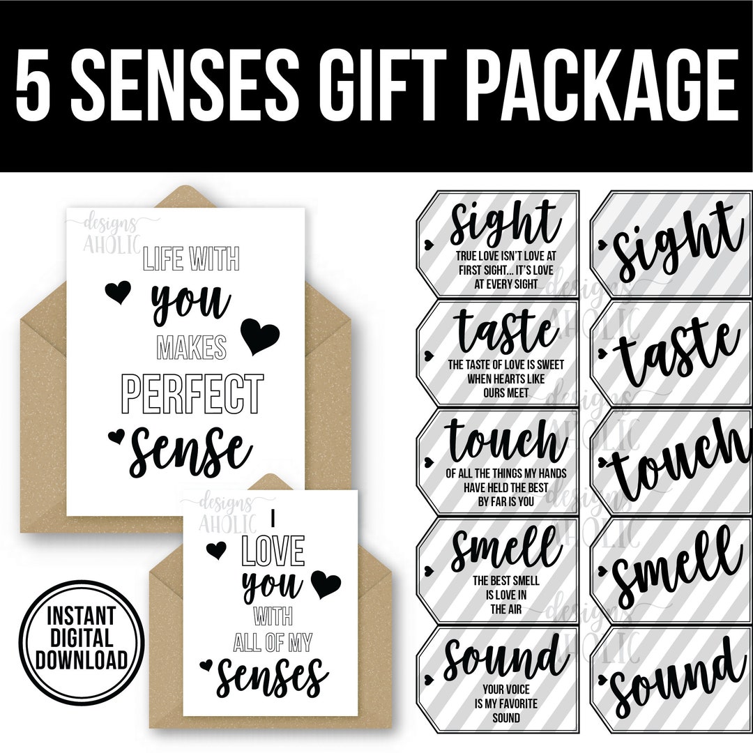 5 Senses Gift Tags, Cards & Ideas Gift for Boyfriend, Girlfriend