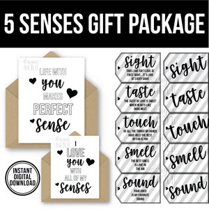 Five Senses Gift Tags & Card. Instant Download Printable. Mens Valentines  Day Gift for Him Her Husband Wife Boyfriend. Christmas Birthday. 