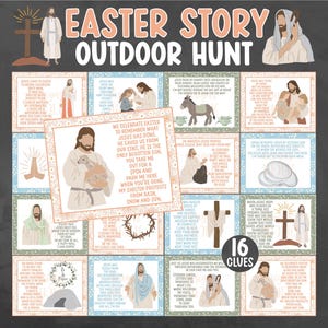Easter Story Outdoor Treasure Hunt Clues - Outdoor Easter Story Scavenger Hunt - Easter Christ Treasure Hunt - True Meaning of Easter Hunt