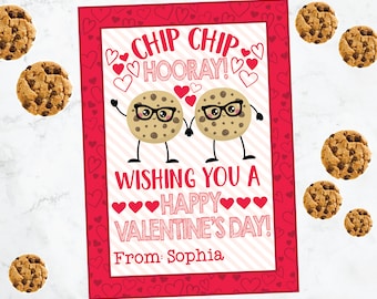 Cookie Valentines Day Card - Cookie Valentines - Chocolate Chip Cookie Valentines Day Cards - Chocolate Chip Cookie Valentine - Kids Cards