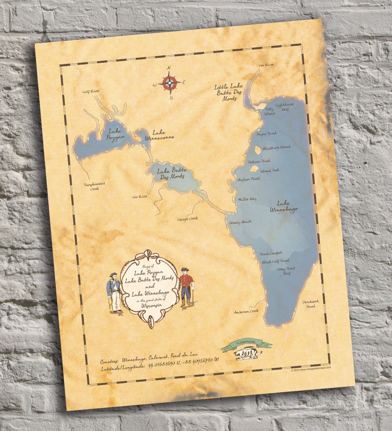 Wall Hangings Custom Lake Maps Wooden Lake Maps with Frame Wisconsin