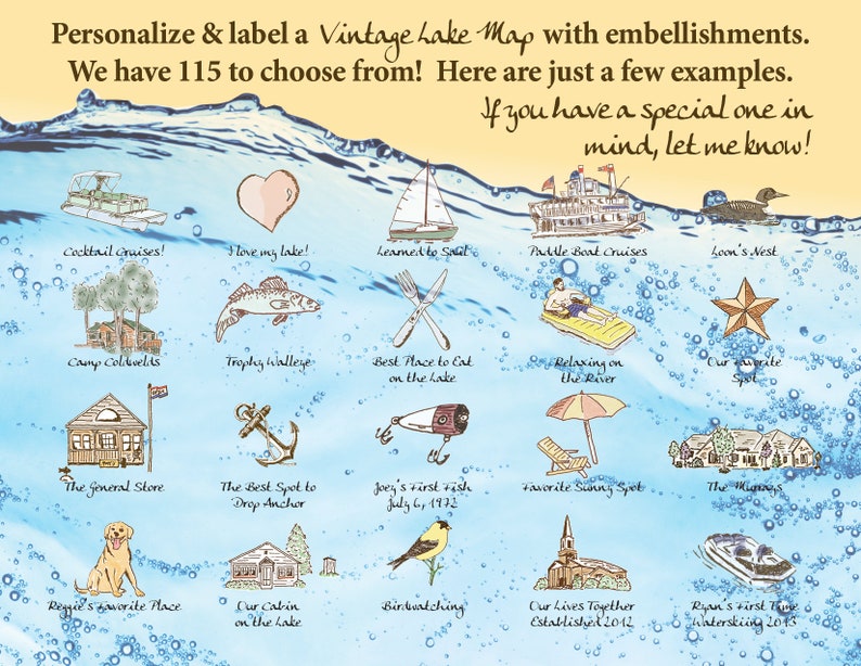 Pelican Lake Wisconsin. Vintageinspired Lake Map Print. Etsy