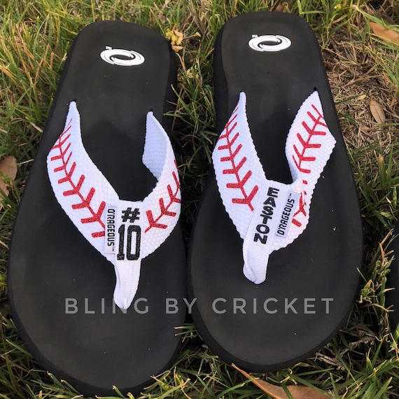 baseball flip flops