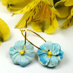Clay Flower Hoop Earrings: Boho Spring Jewelry