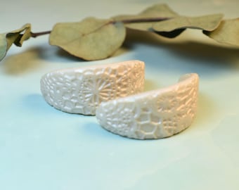 Iridescent Pearl Clay Huggie Earrings: 90's Style, Hypoallergenic