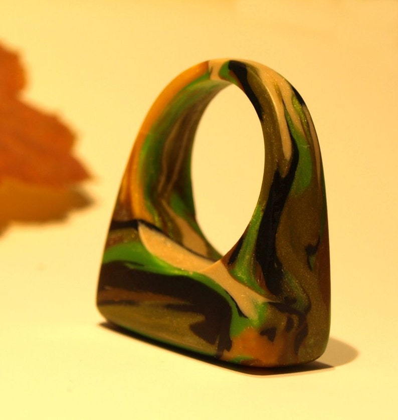 CLAY Camouflage Rings Camo Jewelry OOAK Rings OOAK Jewelry image 0