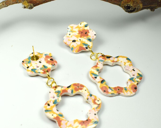 Flower Earrings, Fun Earrings, Boho Earrings, Double Sided Spring Fling Earrings