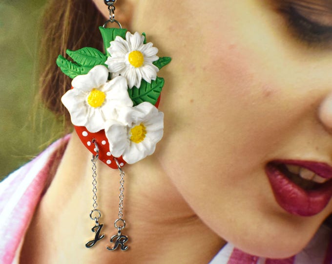 Flower Earrings, Personalized Earrings, Gift Daisy Earrings, Clay Earrings,