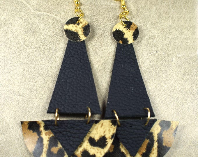 Leather Funky Earrings, "The Jenny", Cheetah Leather Jewelry, Animal Pattern Leather, Animal Pattern Jewelry, Fun Earrings