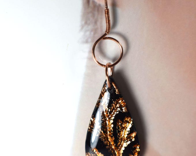 Flower Statement Clay Earrings, Gold Leaf Nature Garden Jewelry