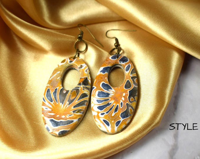 Modern Statement Clay Earrings, Valentine's Day Gift, Abstract Art Jewelry, High Fashion