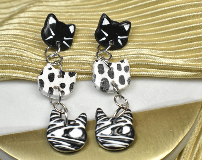 Halloween Cat Dangle Earrings: Fun Party Jewelry