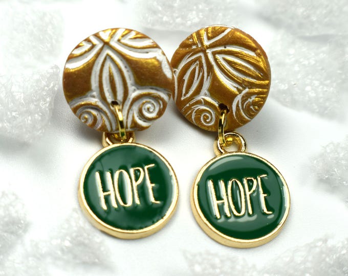 Christmas Earrings, Positive Word Jewelry, Peace, Hope & Joy, Stocking Stuffers