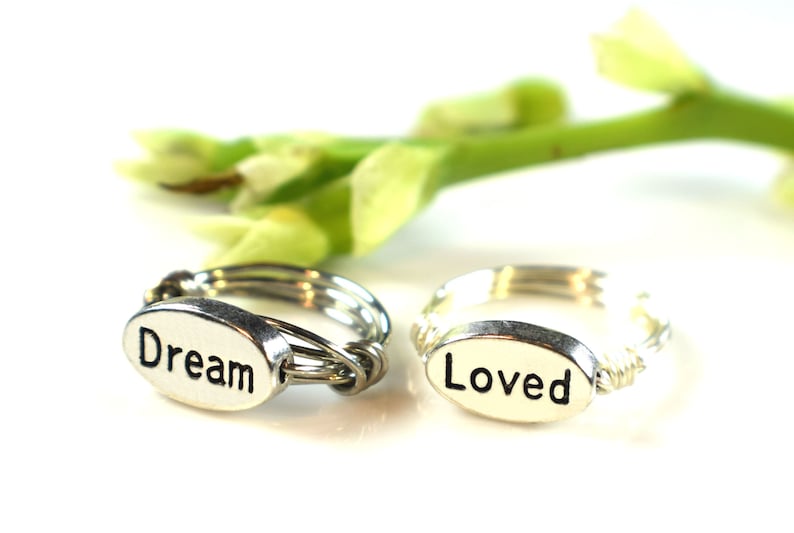 Silver Charm Wire Wrapped Rings Positive Energy Rings Love image 0
