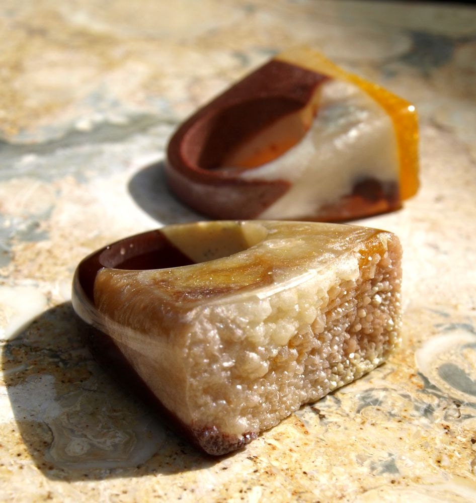 White Chocolate Caramel Druzy Resin Ring Resin Ring Candy Etsy